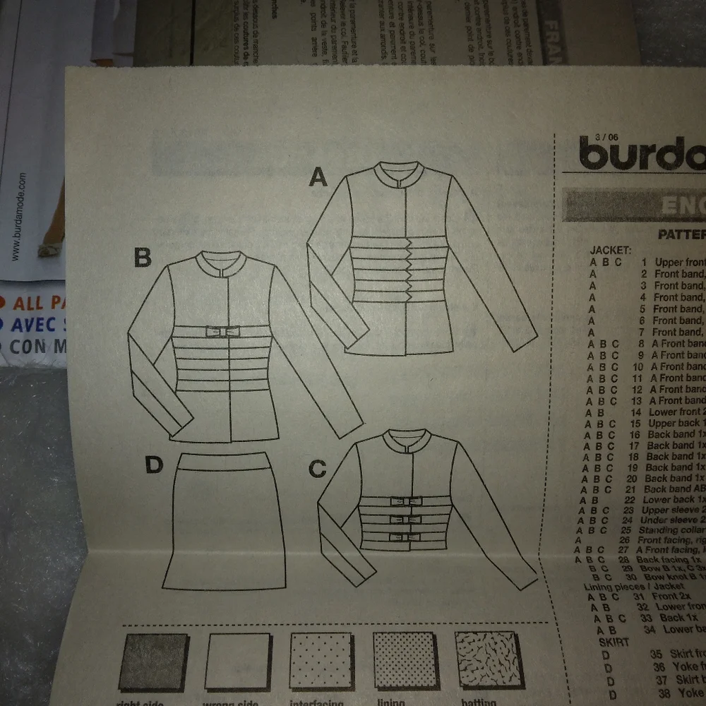 BURDA 8013 Sz 8-20 Misses Suit wirb stunning jacket in 3 variations. Advanced